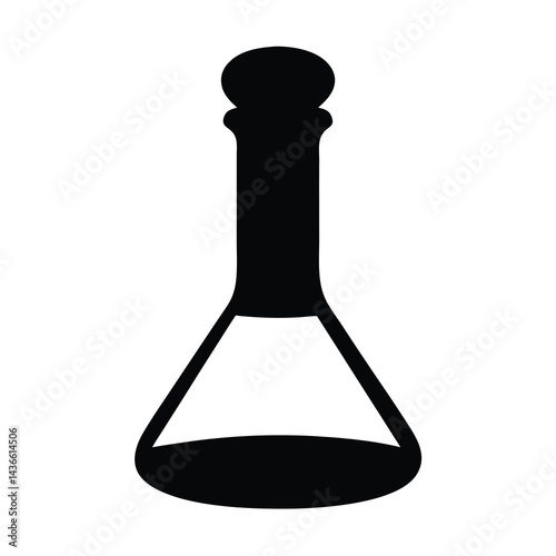 Silhouette of a volumetric flask with a stopper for chemical experiments