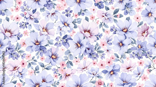 Seamless Watercolor Flower Background Pattern