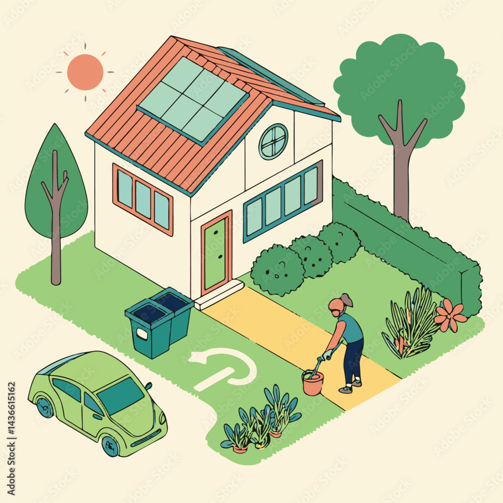 Fototapeta premium Green Living and Sustainability Concept in a Creative Illustration