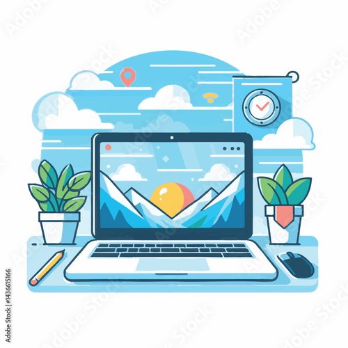 computer, laptop, business, technology, digital, internet, pc, monitor, notebook, communication, screen, modern, desktop, work, background, isolated, blank, display, keyboard, mockup, front, object, d