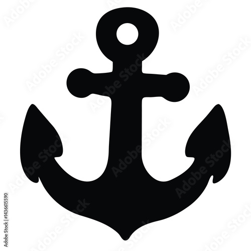 Black silhouette of a classic anchor on a clean white background