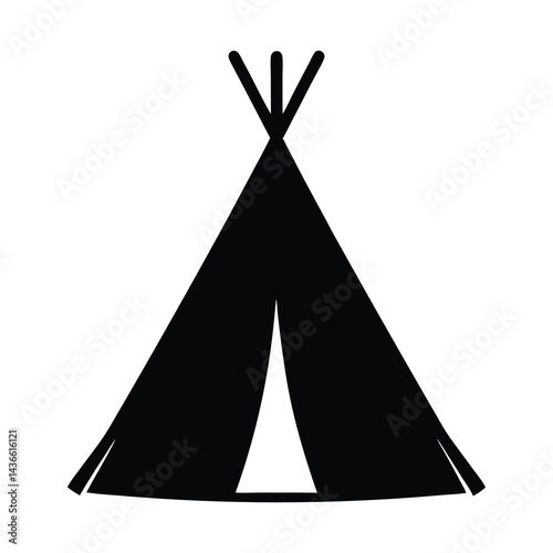 Minimalist vector illustration of a traditional Native American tipi or wigwam