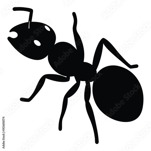 Silhouette of an Ant Insect Arthropod Crawling on a White Background