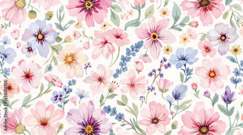 Seamless Watercolor Flower Background Pattern