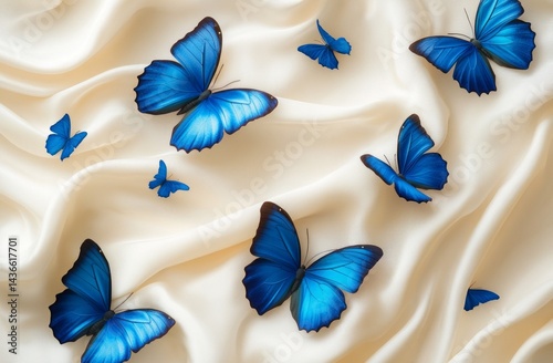 Fabric patterns, silk, butterfly wallpaper.