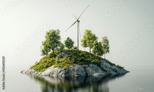 Obraz na płótnie Green energy concept: island wind turbine. w salonie