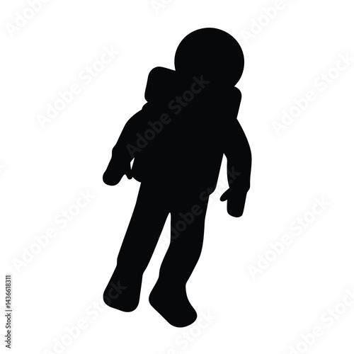 Astronaut in Space Silhouette, Isolated on White Background, Exploring the Cosmos