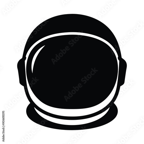 Simple vector illustration of an astronaut helmet in black and white style
