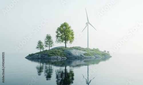 Obraz na płótnie High-resolution photo: wind turbine, trees. w salonie