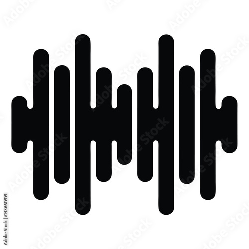 Black silhouette of an audio waveform, showing sound intensity fluctuations over time