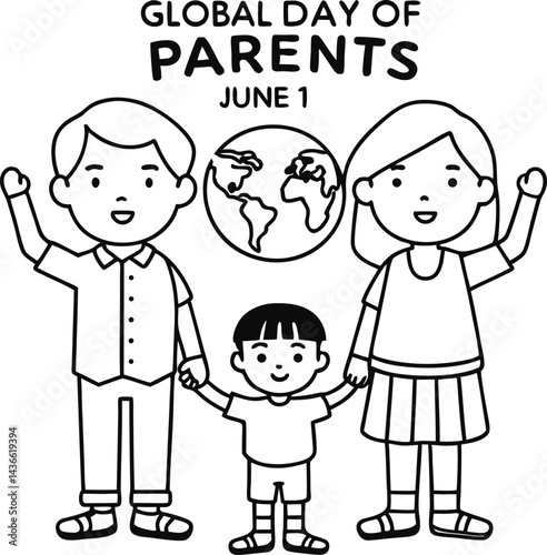 Global Day of Parents Celebration with Family Outline Design