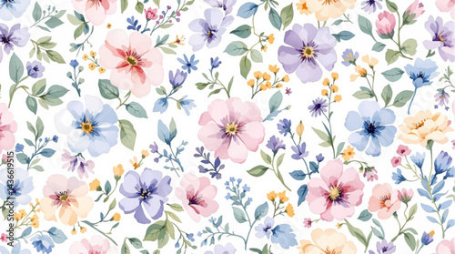 Seamless Watercolor Flower Background Pattern