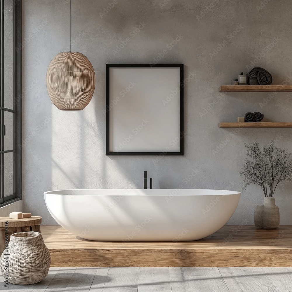 Modern bathroom interior, minimalist design.