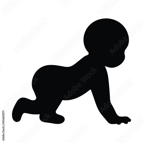 Silhouette of baby crawling representing childhood development and milestones reached