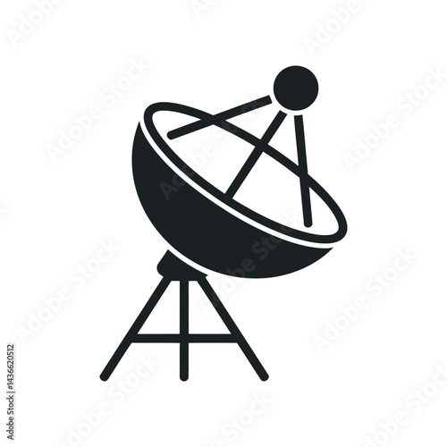 Satellite Dish Icon Silhouette For Telecommunications And Broadcasting Vector Isolated On White Background Receiver Antenna For Space Communications