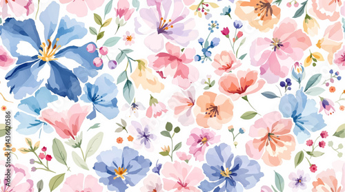 Seamless Watercolor Flower Background Pattern