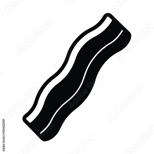 Black and white image of a delicious crispy slice of bacon