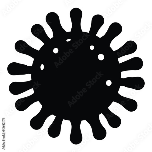 Black and White Viral Cell Depiction for Health and Safety Awareness