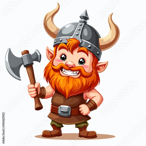 Chibi Viking Boy Cartoon Vector Illustration with White Background