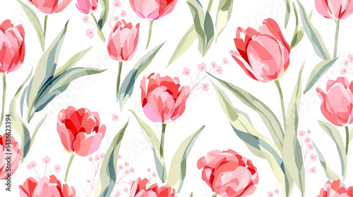 Seamless Watercolor Flower Background Pattern