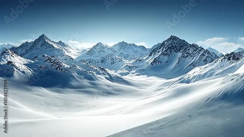 Snowy mountain range landscape