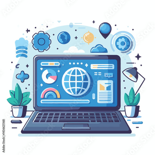 computer, laptop, business, technology, digital, internet, pc, monitor, notebook, communication, screen, modern, desktop, work, background, isolated, blank, display, keyboard, mockup, front, object, d