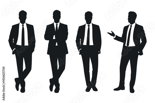 Wallpaper Mural Businessmen Silhouette Collection Standing In Various Poses Isolated On White Background Professional Appearance And Corporate Representation Torontodigital.ca