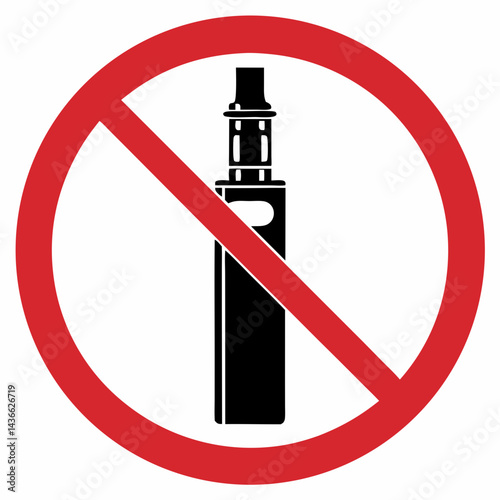 No e-cigarette use sign featuring electronic cigarette icon enclosed in red circle