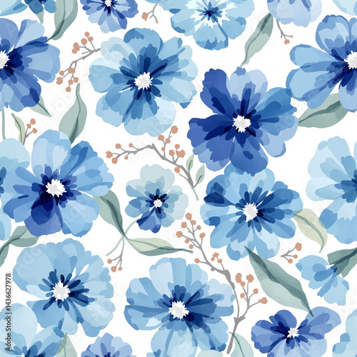 Seamless Watercolor Flower Background Pattern