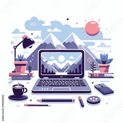 computer, laptop, business, technology, digital, internet, pc, monitor, notebook, communication, screen, modern, desktop, work, background, isolated, blank, display, keyboard, mockup, front, object, d