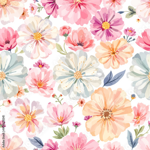 Seamless Watercolor Flower Background Pattern