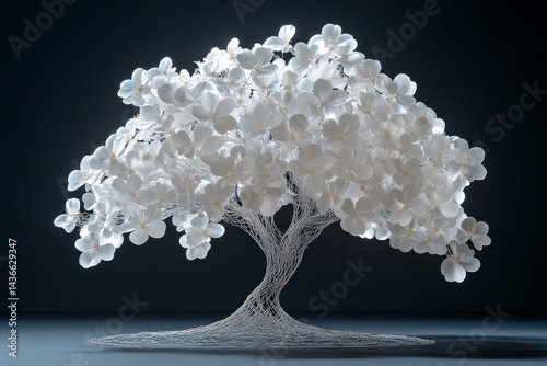 Obraz na płótnie Wire and glass white tree, flowers. w salonie