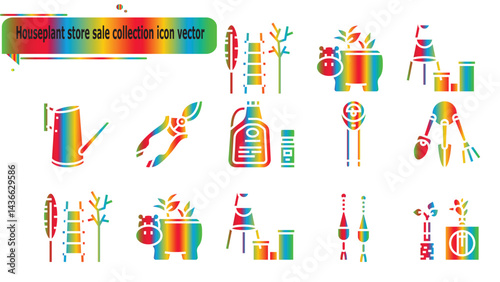 Houseplant store sale collection icon vector