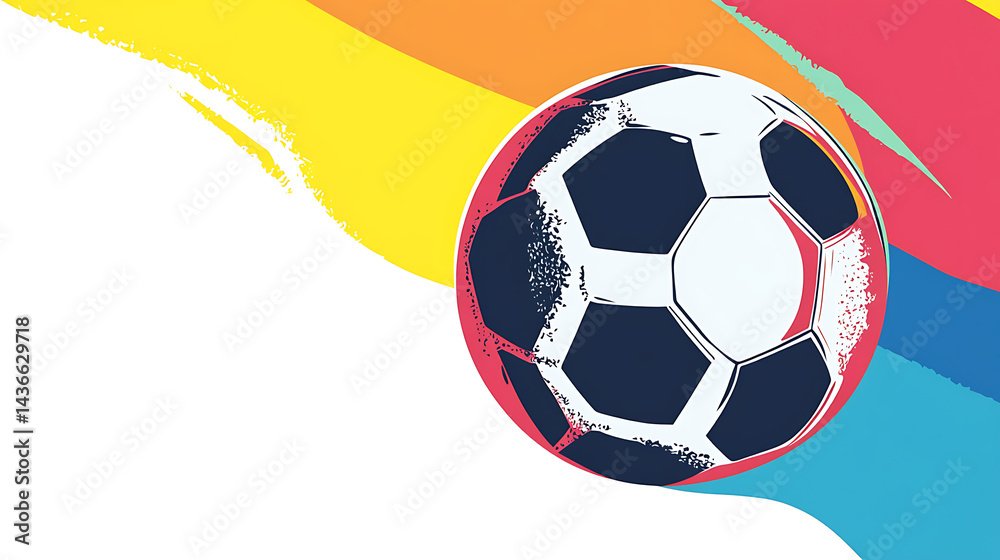 Fototapeta premium Soccer Ball Design with Colorful Abstract Background.