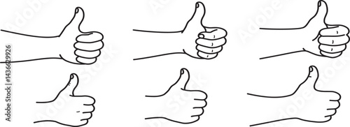 Hands and gesture in outline style, sticker gesture, print and poster design, like gestures