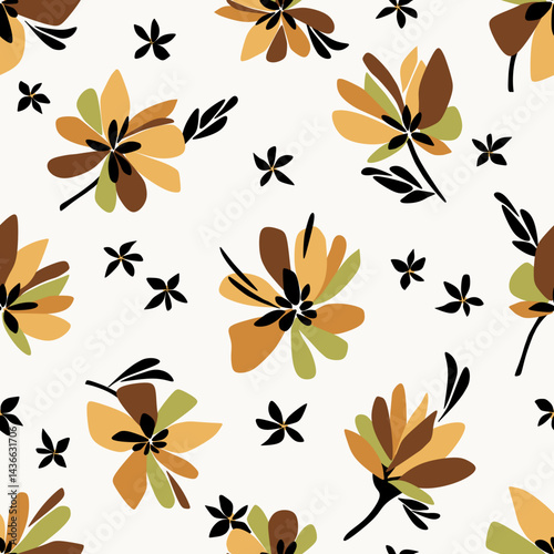 Seamless abstract floral pattern. Vector Illustration.