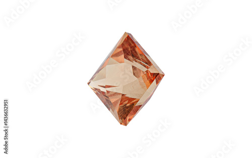 Garnet with rutile inclusions faceted old mine cut stone mineral macro photography on white isolated background close up