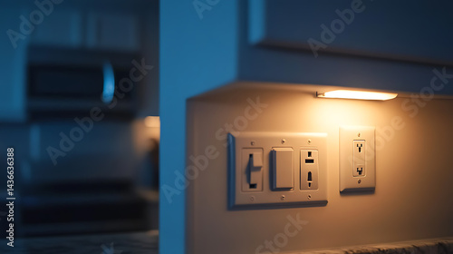 Wall Outlet with Nightlight in a Dimly Lit Room