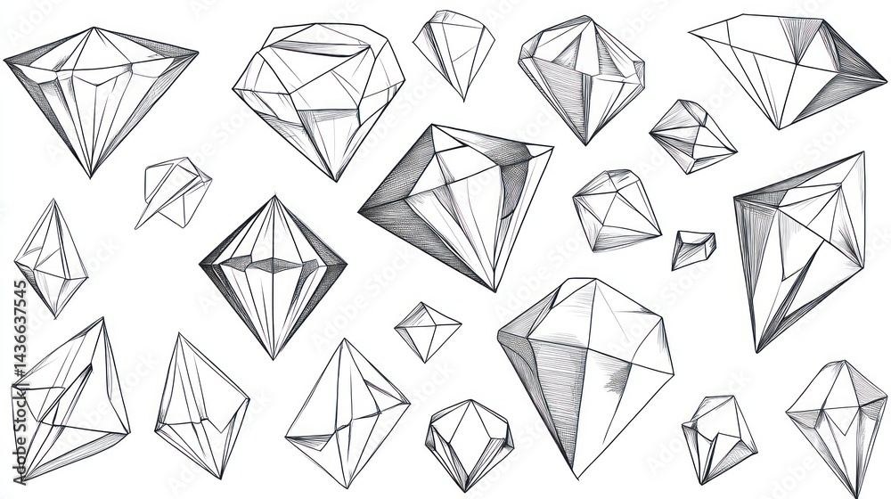 Drawing art Collection of several precious gems. Background is plain. Usable for art Drawing art Collection of several precious gems. Background is plain. Usable for art