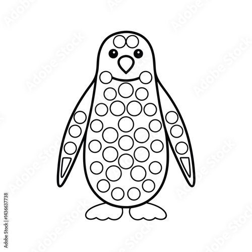 Penguin dot marker activity sheet for kids and toddlers cute and simple coloring page for early learning