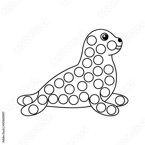 Cute seal dot marker coloring page activity for toddlers and preschool children to print at home