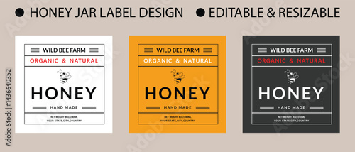 Honey Label, Honey Packaging, Bee honey, Honey Vector packaging, Label for print, Print ready file, Vector design, pack, vector packaging, Food label, Nutrition Label, 