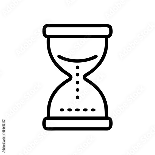 Outline drawing of a sand timer with dots showing the passage of time in a simple design style