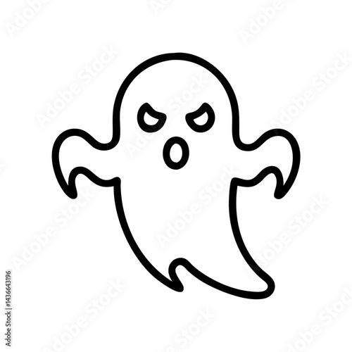 Simple drawing of a spooky apparition with an angry expression and rounded edges for halloween party