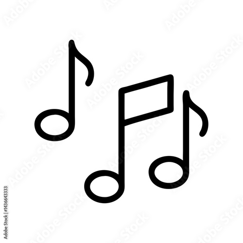 Three musical symbols arranged in a simple design with a black outline on a white background design style