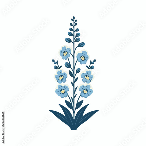 larkspur, flower, blossom, plant, floral, botanical, nature, isolated, illustration, drawing, hand drawn, marigold, graphic, garden, daffodil, vector, rose, art, design, set, summer, background, daisy