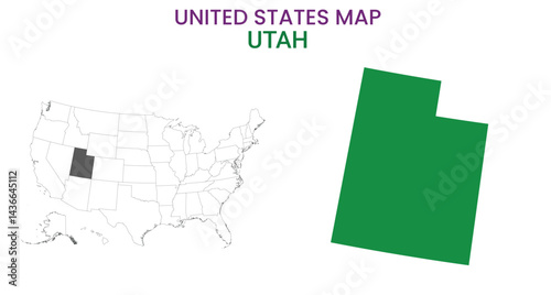 Utah map of USA state. Utah map vector illustration. Utah vector map on white background.