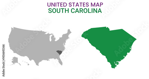 South Carolina map of USA state. South Carolina map vector illustration. South Carolina vector map on white background.