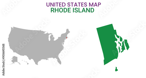 Rhode Island map of USA state. Rhode Island map vector illustration. Rhode Island vector map on white background.