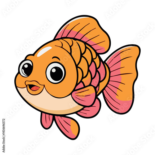 Adorable cartoon goldfish illustration cute orange fish design perfect for kids book children story aquatic animal sea